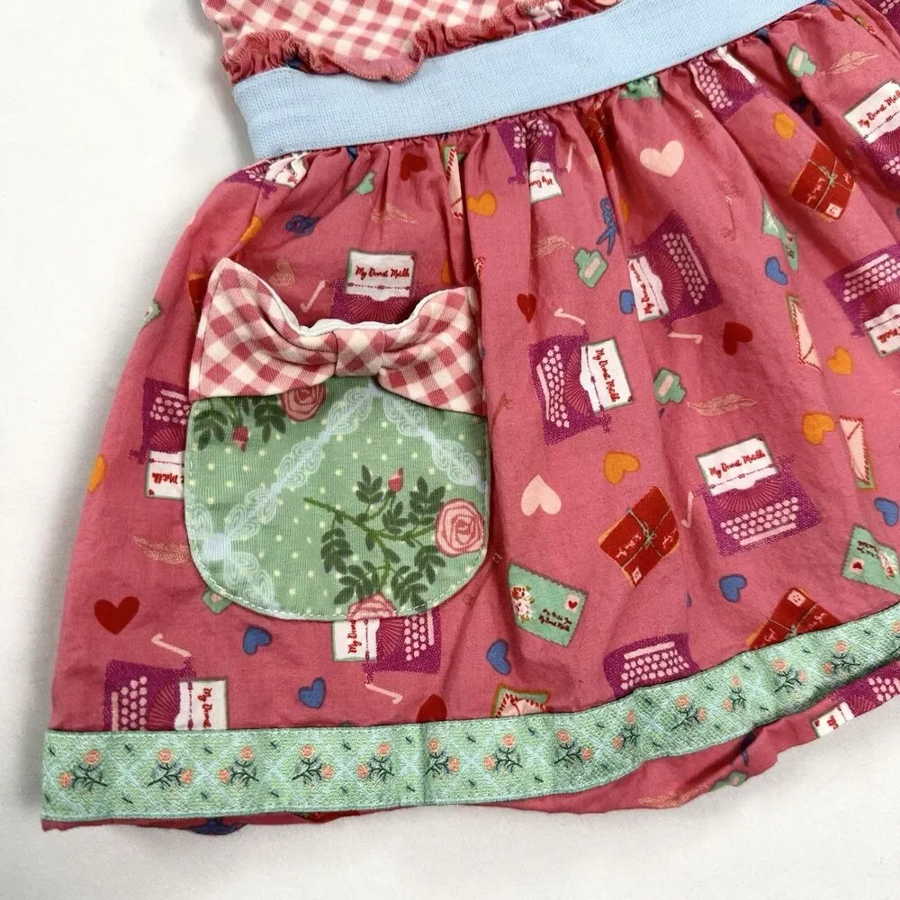 Matilda Jane Mail Dress Ruffles Envelope Typewriter Baby Girl Size 2 Country